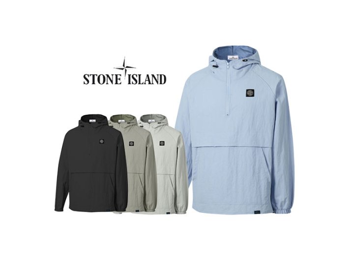 Stone Island 스톤아일랜드 사각자수 후드 아노락