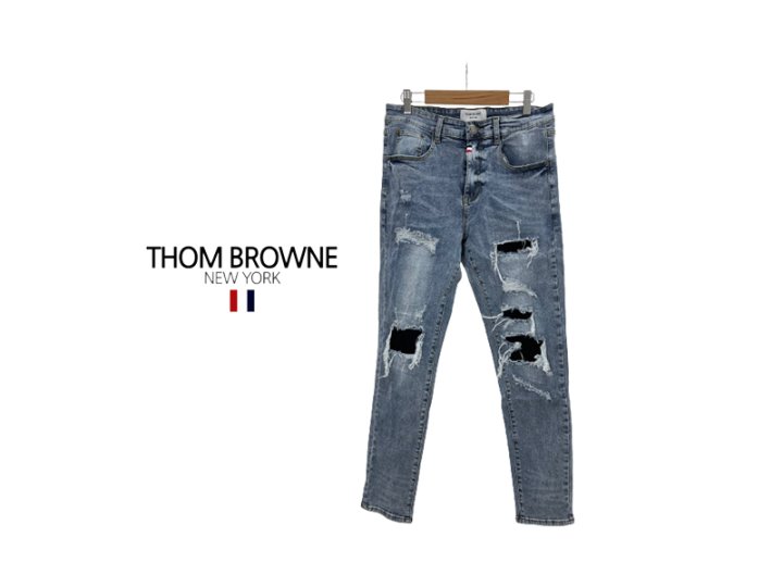 Thom Browne 톰브라운  디스트로이드 슬림 청바지