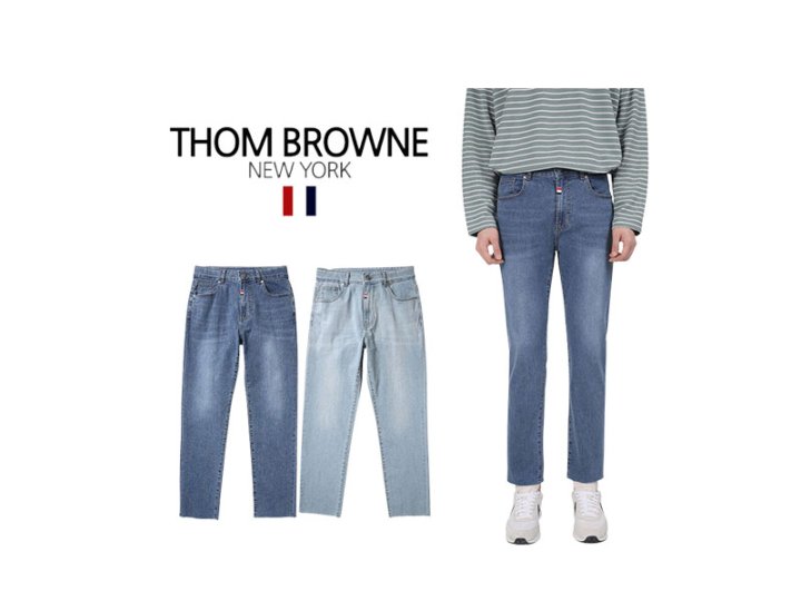 Thom Browne 톰브라운 포인트 히든밴딩 슬림 스판 청바지