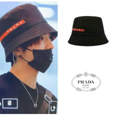 PRADA 프라다 레드라인 로고 버킷햇