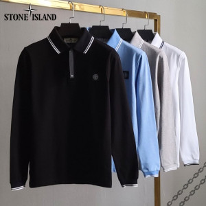 Stone Island 스톤아일랜드 사각패치 라인 긴팔 카라티