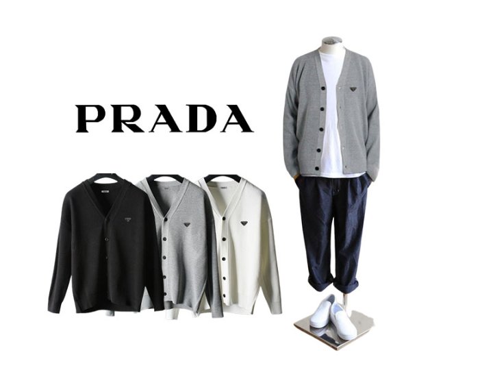 PRADA  프라다 플레이트 아플리케 가디건