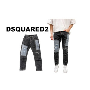 Dsquared2  디스퀘어드2 청지배색 데미지 흑청바지