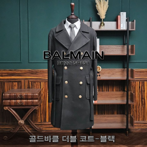 BALMAIN 발망 골드바클 더블 롱 코트