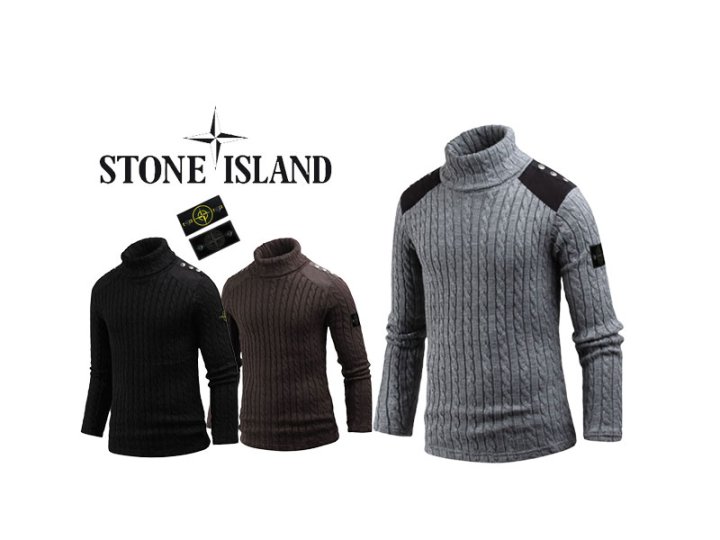 Stone Island  스톤아일랜드 견장 꽈배기 폴라티