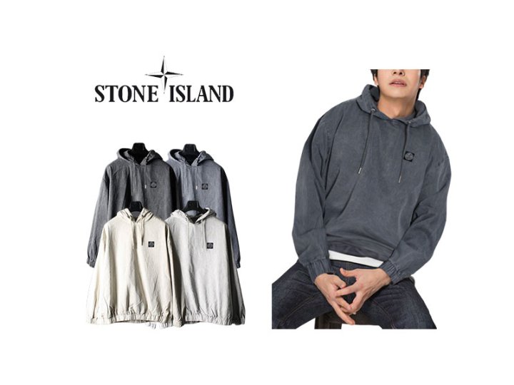 Stone Island 스톤아일랜드 체스트패치 후염워싱 후드티