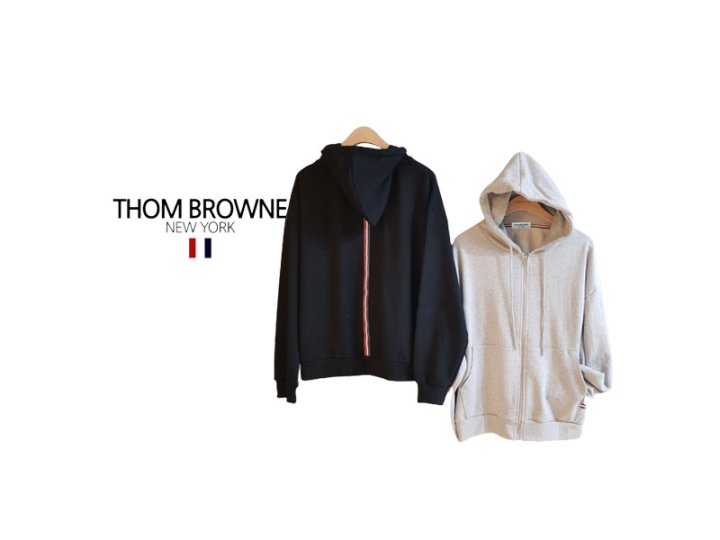 Thom Browne  톰브라운 주머니포인트 백삼선 쭈리 후드집업