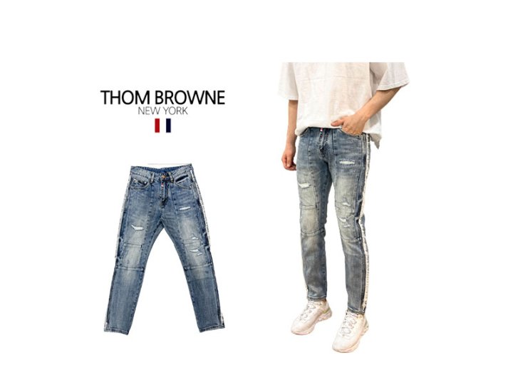 Thom Browne 톰브라운 포인트 사이드라인 청바지