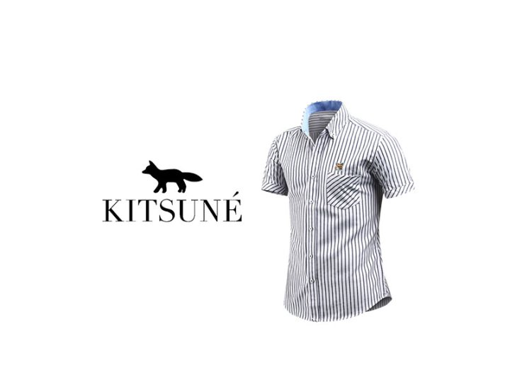 Maison Kitsune 메종키츠네 스트라이프 반팔 셔츠