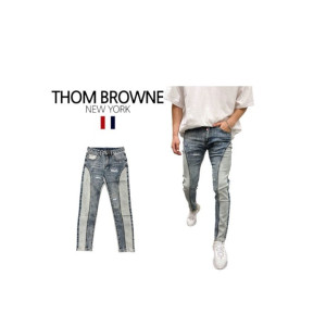 Thom Browne 톰브라운 포인트 사이드 절개 슬림일자핏 청바지