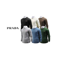 PRADA 프라다 레드라인 골지 라운드 니트