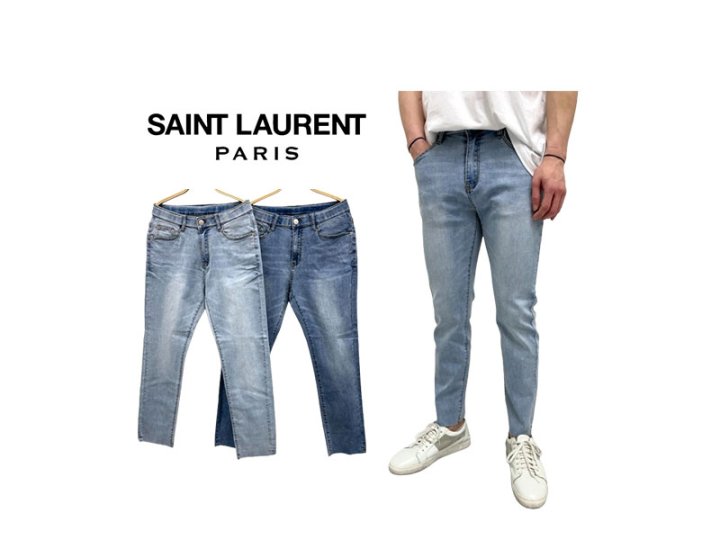 Saint Laurent 세인트로랑 슬림핏 밑단 컷팅 청바지