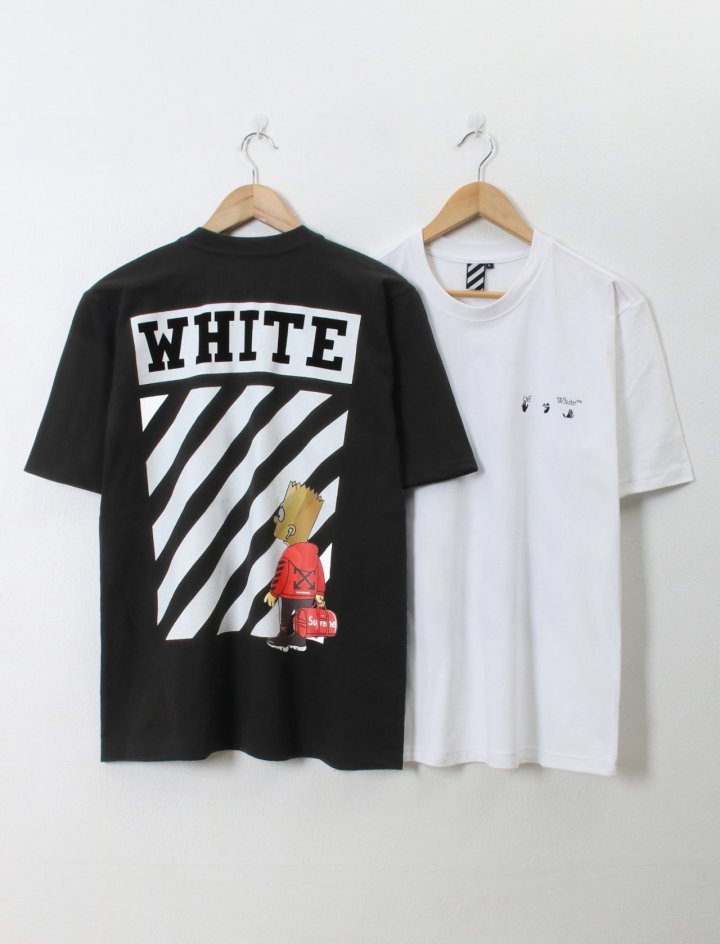 Off-White  오프화이트 사선 심슨 라운드 반팔