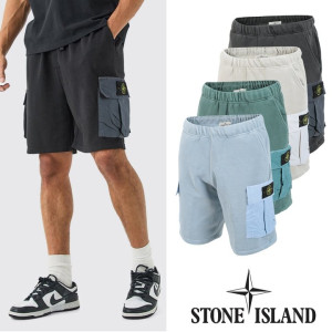 STONE ISLAND. 스톤아일랜드 24SS 우븐 포켓 피그먼트 카고 하프팬츠