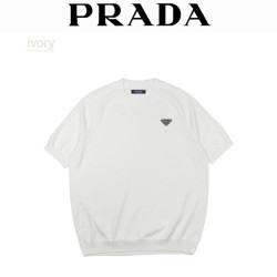 PRADA 프라다 플레이트 브이넥 니트 반팔