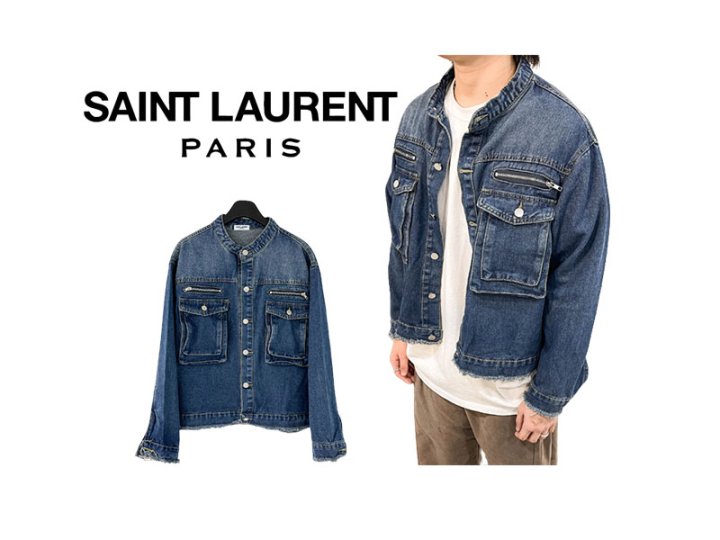 Saint Laurent 세인트로랑 밑단 커팅 지퍼 청 자켓