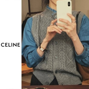 CELINE 셀린느 꽈배기 데님배색셔츠