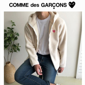 Comme des Garcons 꼼데가르송 하트 양털 후드집업