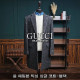 GUCCI 구찌 울 헤링본 믹싱 싱글 코트