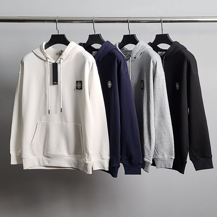 STONE ISLAND 스톤아일랜드 자수사각 코튼 후드티