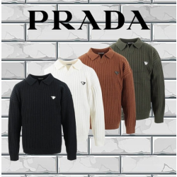 PRADA 프라다 골지 오픈카라티