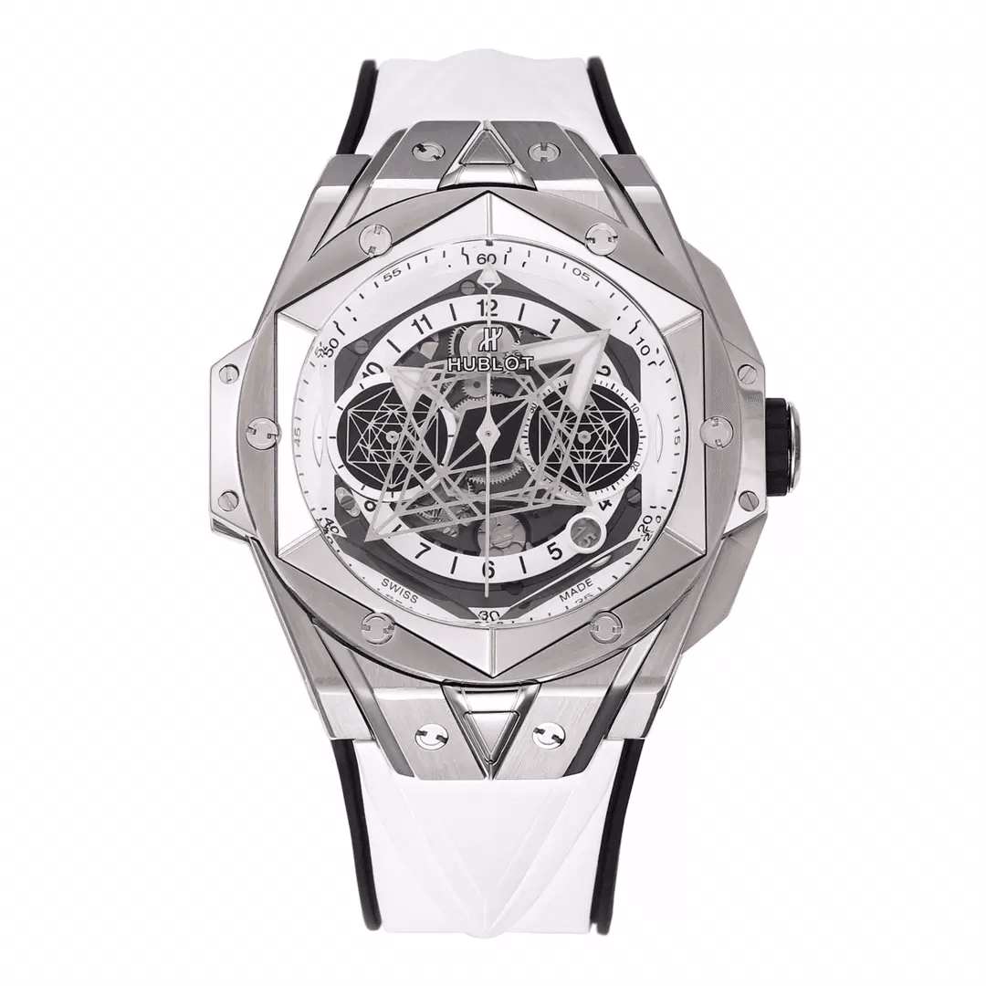 HUBLOT 위블로 빅뱅 상 블루 킹 크로노 실버 화이트 스트랩 418.NX.1107.RX.MXM1