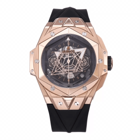 HUBLOT 위블로 빅뱅 상 블루 킹 크로노 골드 블랙 스트랩 418.OX.1108.RX.MXM19