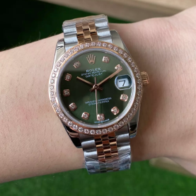 ROLEX 로렉스 데이저스트 그린 10P 다이얼 로골 콤비 다이아 베젤 31mm 278271 여성용