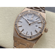 AUDEMARS PIGUET 오데마피게 로얄오크 흰판 금통 다이아 베젤 33mm 여성용