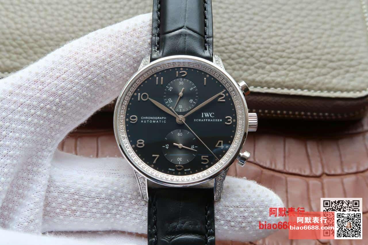 IWC 아이더블유씨 포르투기저 크로노 스틸 다이아베젤 블랙다이얼