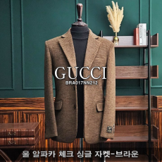 GUCCI 구찌 울 알파카 체크 싱글 자켓