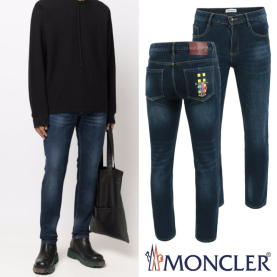 MONCLER 몽클레어 그레노블 네온 프린트 융기모 워싱 슬림진