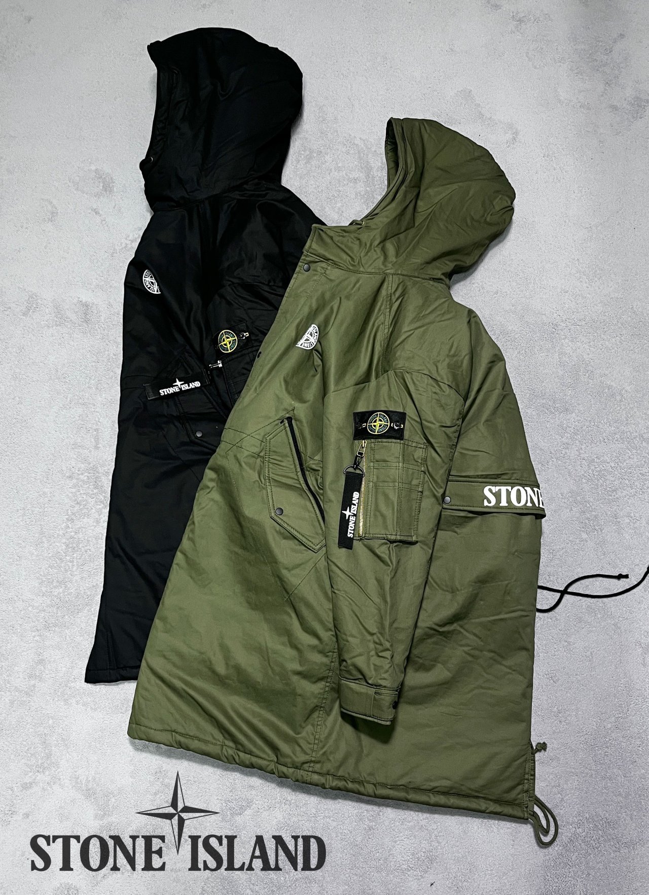 STONE ISLAND 스톤아일랜드 웨이스트 리플렉티브 키링 롱 트렌치 패딩 야상