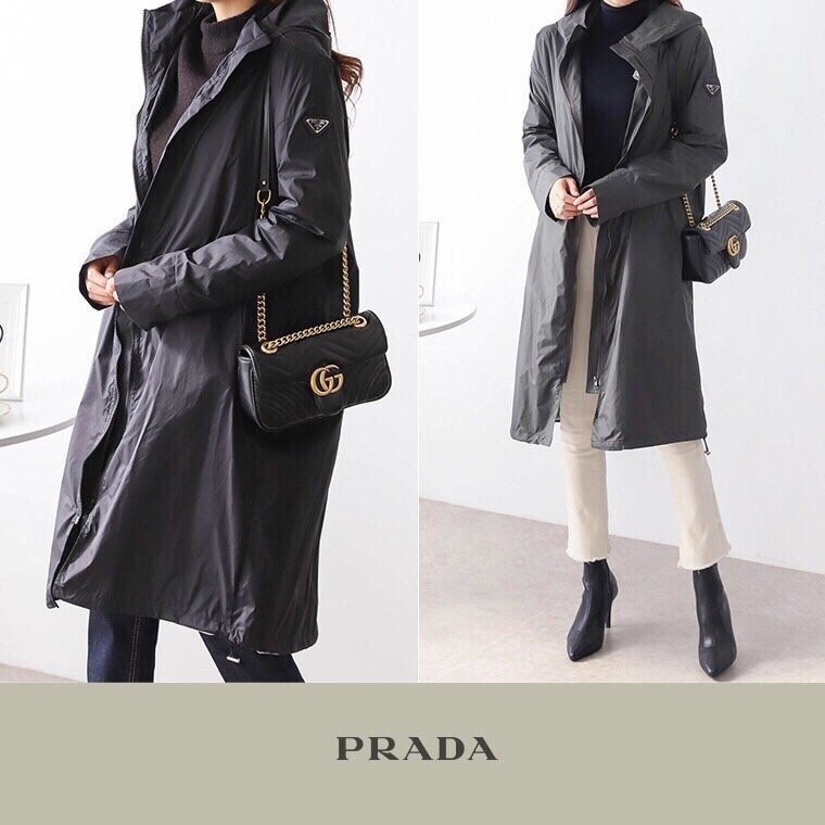 PRADA 프라다 24FW 코튼 본딩 레인 코트