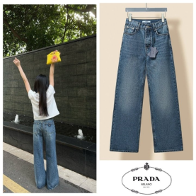 PRADA 프다라 삼각 스틸로고 스트레이트 팬츠