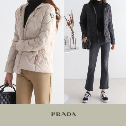 ●1월 판매 12위● PRADA 프라다 덕다운 니트 후드 점퍼