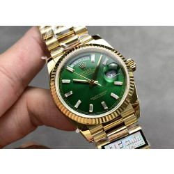 ROLEX 로렉스 데이데이트 그린 다이아 다이얼 옐로우 골드 금통 10P 36mm