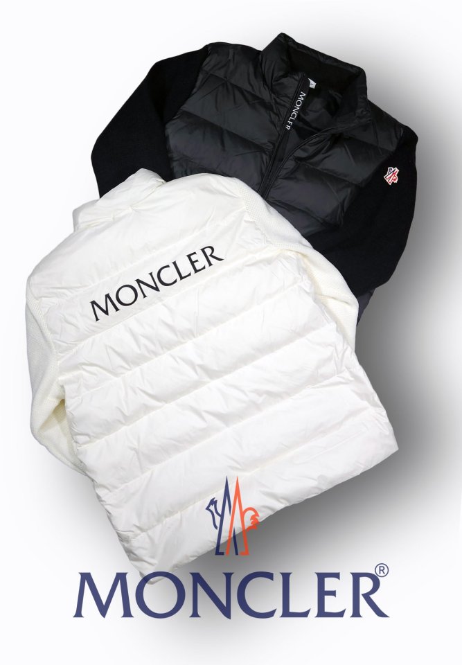 MONCLER 몽클레어 그레노블 라이트 덕다운 레터링 로고 암스니트 하이넥 집업