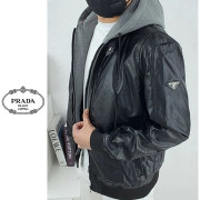 PRADA 프라다 집업 후드 레더 자켓 고급