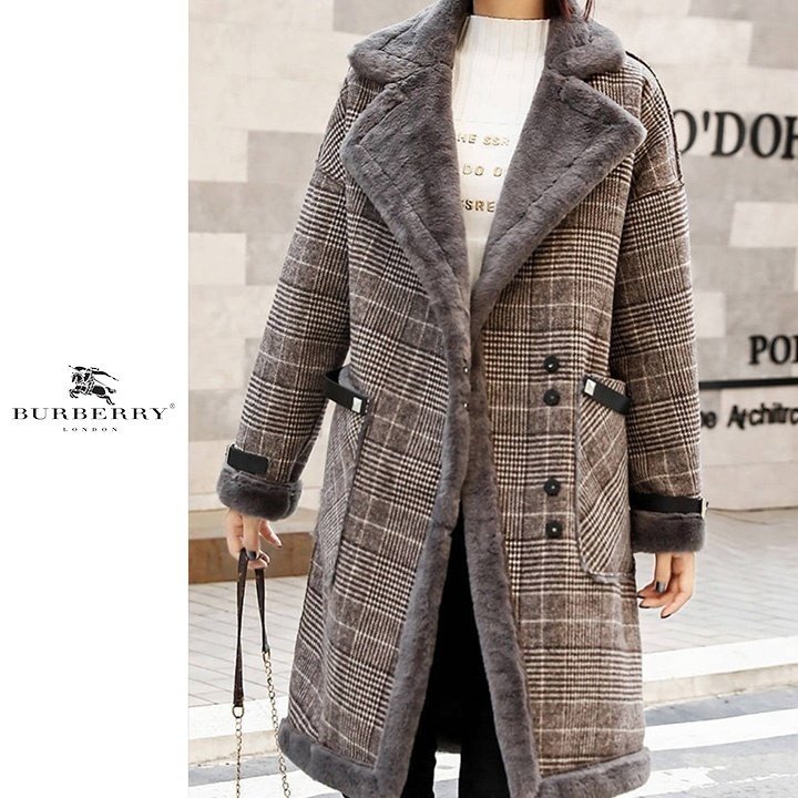 BURBERRY 버버리 체크 무스탕 코트