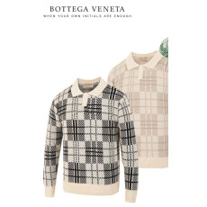BOTTEGA VENETA 보테가베네타 체크 니트 카라티