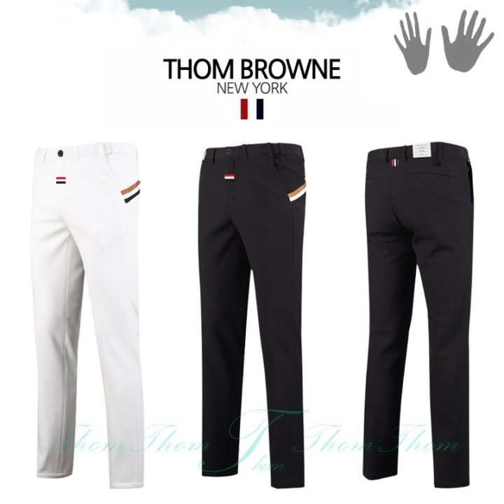 THOM BROWNE 톰브라운 슬림핏 삼선 기모 밴딩 팬츠