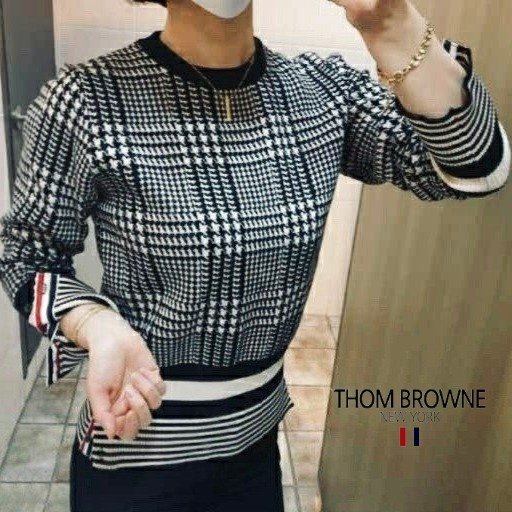 THOM BROWNE 톰브라운 블랙하운즈 라운드니트