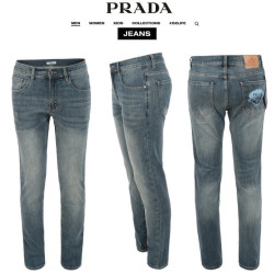 PRADA 프라다 더블로고 프린트 슬림 일자진