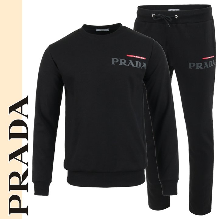 PRADA 프라다 네임로고 프린트 맨투맨 셋트