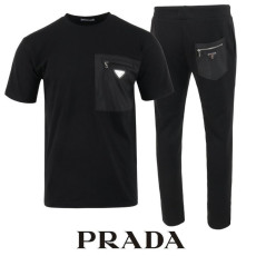 PRADA 프라다 지퍼 포켓 반팔 긴바지 셋트