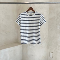 SAINT LAURENT 세인트로랑 스트라이프 모노그램 티셔츠