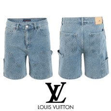 LOUIS VUITTON 루이비통 불박로고 데님 하프 팬츠