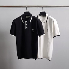 DIOR 디올 벌자수 배색 반팔 카라 니트