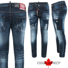 DSQUARED2 디스퀘어드2 포인트 앞지퍼 진청 슬림 일자진